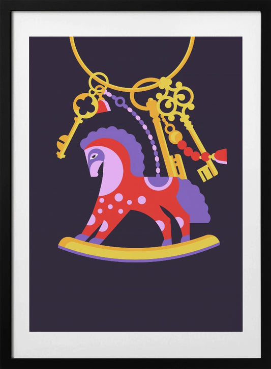 Horsy Toy Playful Simple Deco Illustration For Kids - Art Print by Tetiana Kava Illustration