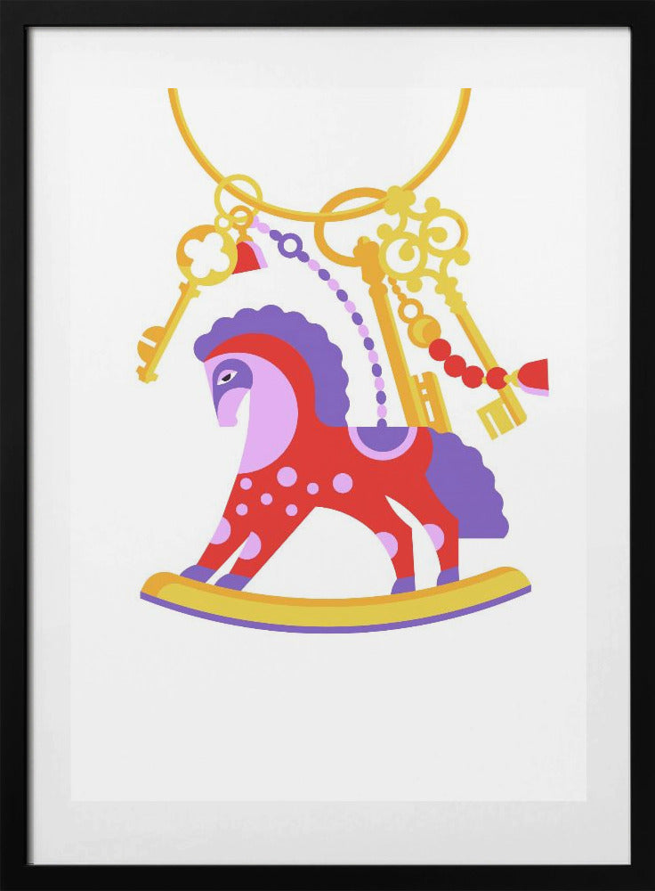 Horsy Toy Playful Simple Deco Illustration For Kids - Art Print by Tetiana Kava Illustration