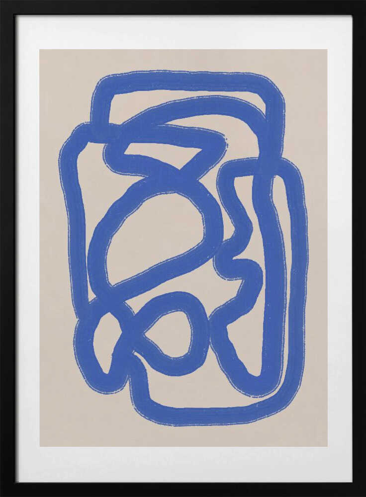 Line art in cobalt blue 04 - Art Print by Little Dean