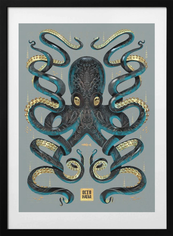 Octopus Black & Gold - Art Print by Mark Harrison