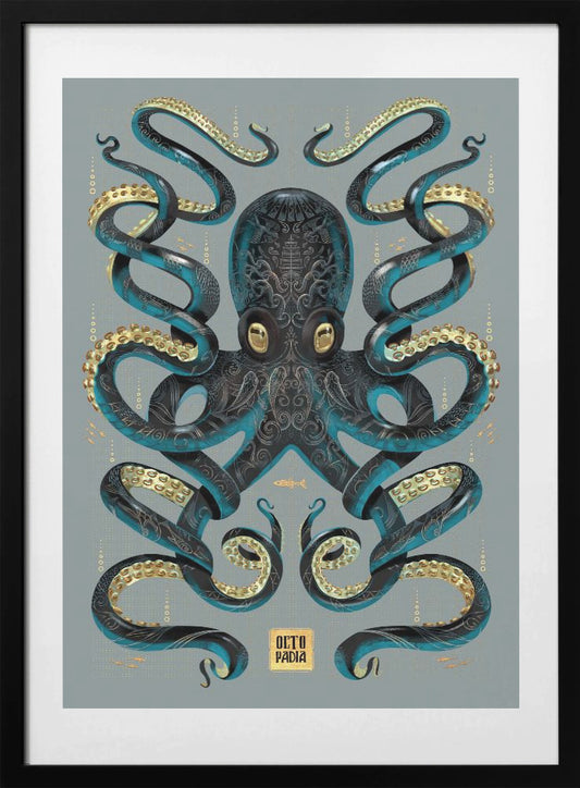 Octopus Black & Gold - Art Print by Mark Harrison