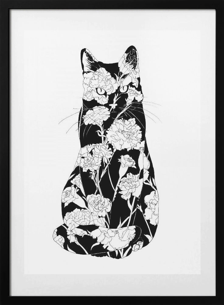 Carnation Cat Original - Art Print by EC Mazur