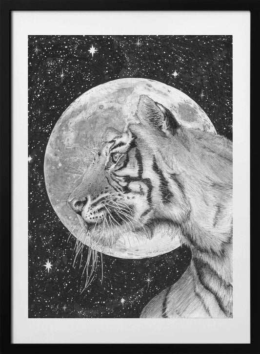 Moon and Tiger Original - Art Print by EC Mazur