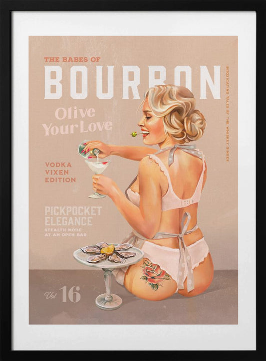 Bourbon Babe Vol 16 Vintage Vodka Martini Pin Up Girl - Art Print by The Whiskey Ginger