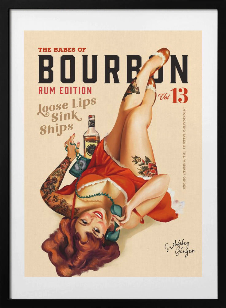 Babes of Bourbon Vol 13 Rum Drinking Pinup Girl Art - Art Print by The Whiskey Ginger