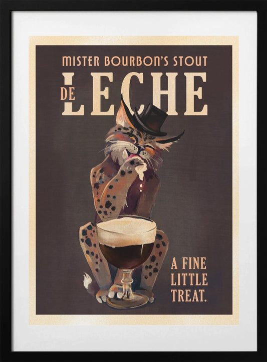 Bourbon De Leche Guinness Style Cat Art - Art Print by The Whiskey Ginger