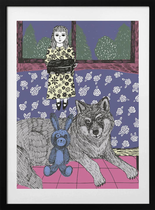 Girl With Wolf - Art Print by Kasia Walentynowicz