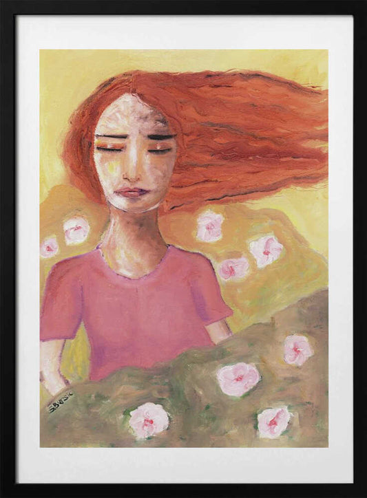 Red Head Free as the Breeze - Art Print by Sharyn Bursic