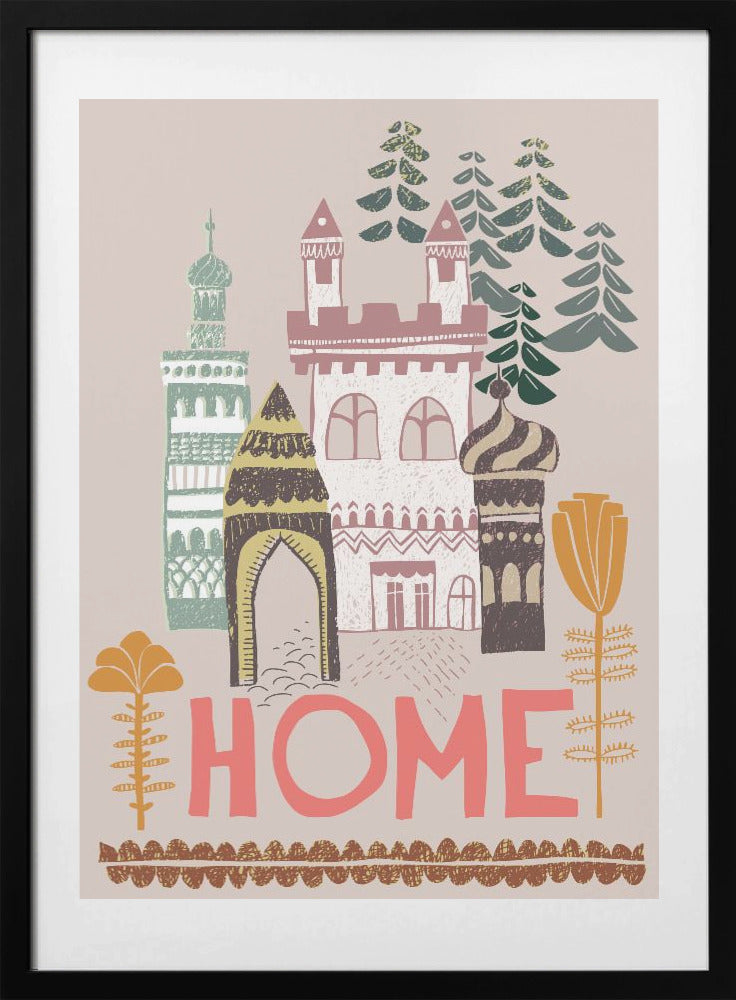 Block print Home - Art Print by Annick