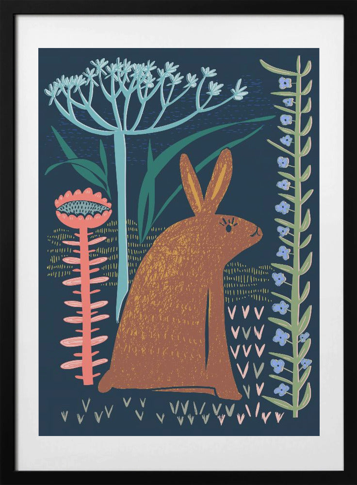 Block print bunny - Art Print by Annick
