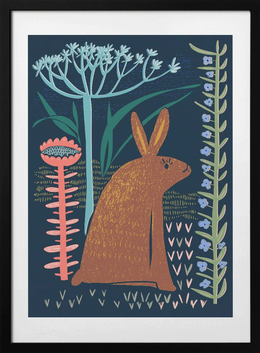 Block print bunny - Art Print by Annick