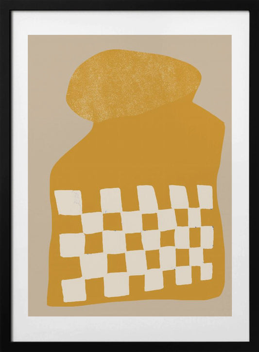 Golden Checkered Form - Art Print by THE MIUUS STUDIO