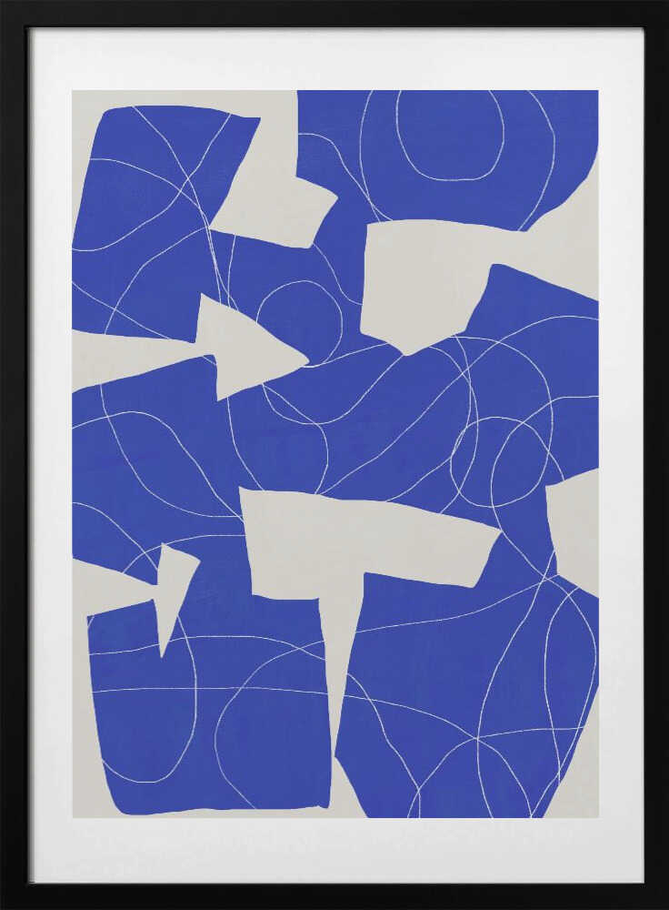 Bold Blue Geometric Shapes - Art Print by Little Dean