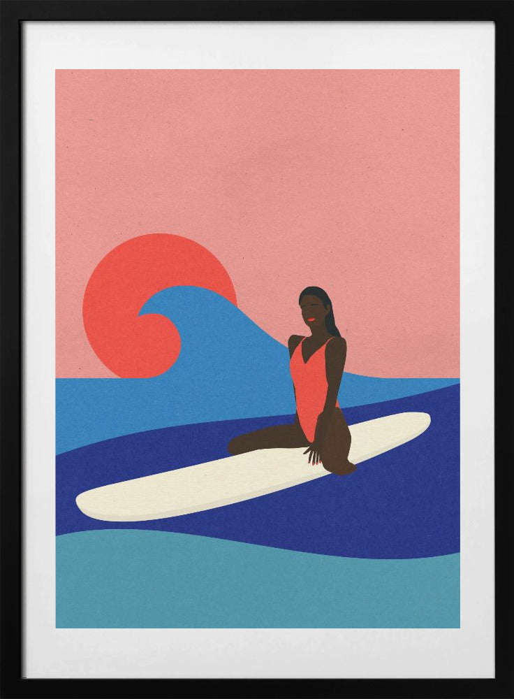 Girl On a Surfboard - Art Print by Rosi Feist
