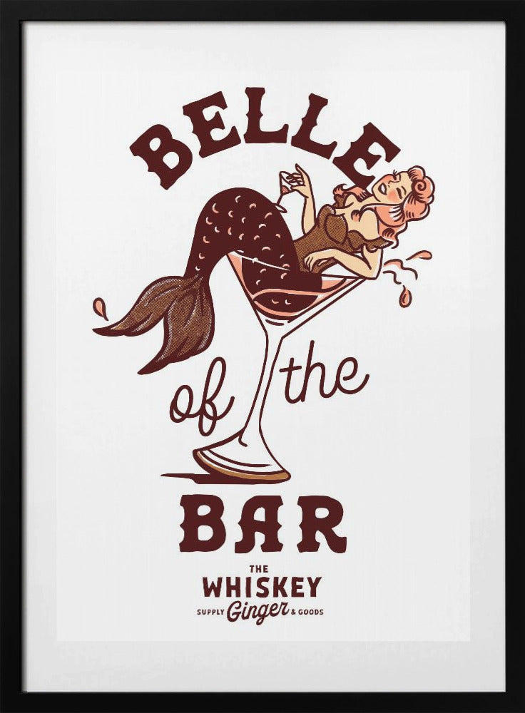 Belle Of The Bar Mermaid Pin Up Art - Art Print by The Whiskey Ginger