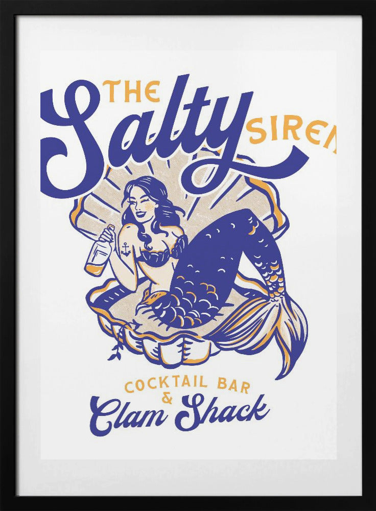 Salty Siren Cocktail Bar and Clam Shack Mermaid - Art Print by The Whiskey Ginger
