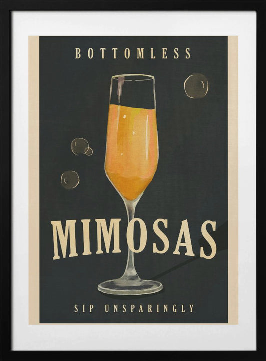 Bottomless Mimosas Art Deco Cocktail Bar Art - Art Print by The Whiskey Ginger