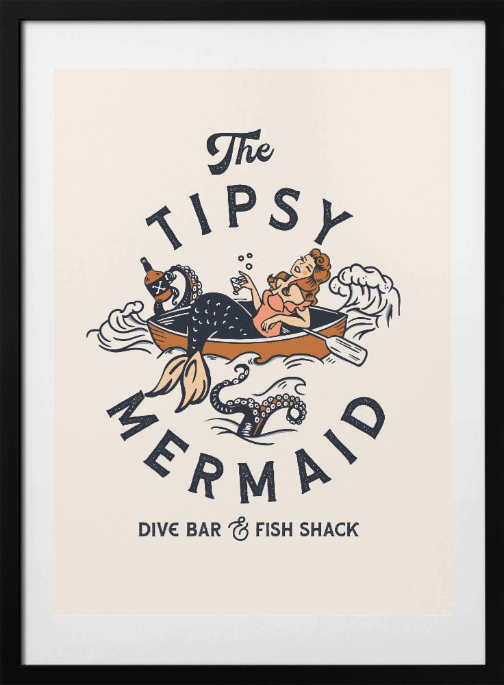 Tipsy Mermaid Dive Bar Mermaid Art - Art Print by The Whiskey Ginger