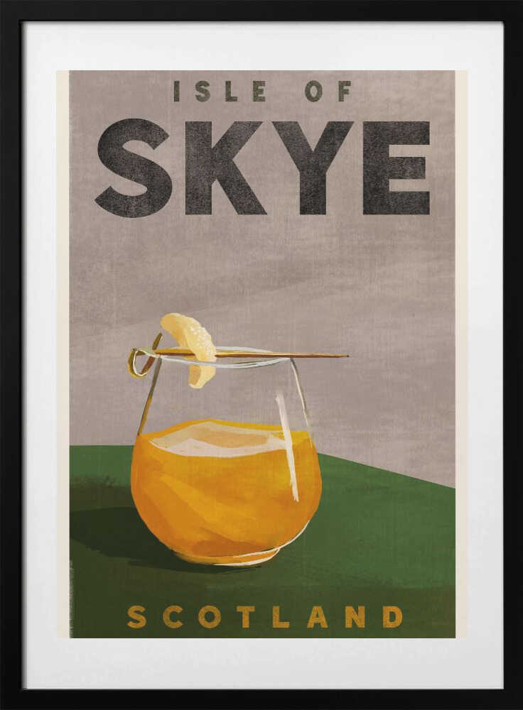 Isle Of Skye Scotland Scotch Cocktail Travel Poster - Art Print by The Whiskey Ginger Travel Poster