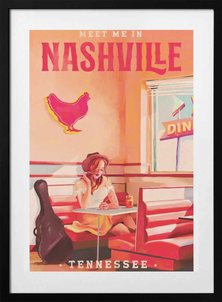 Nashville Tennessee Redhead Music Poster - Art Print by The Whiskey Ginger Travel Poster
