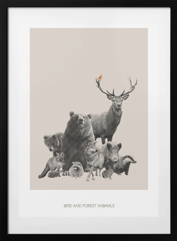 Bird and Forest Animals - Art Print by Sarah Bühler