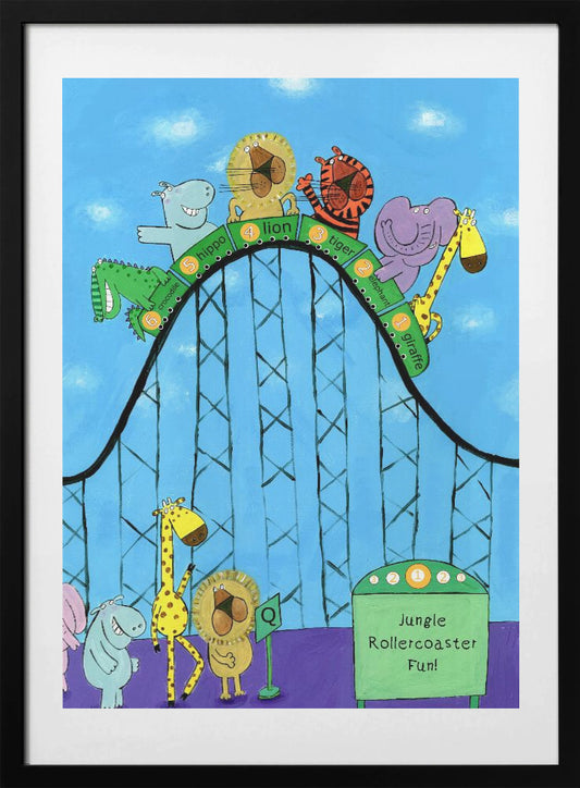 Jungle Animals Whizzing Down the Rollercoaster by Carla Daly - Art Print by Carla Daly