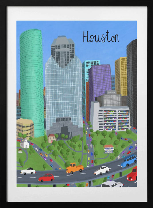 Downtown, Houston, Texas by Artist Carla daly - Art Print by Carla Daly