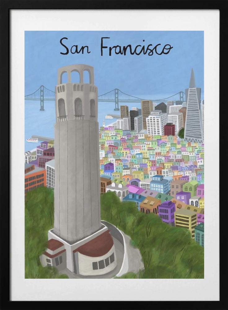 Coit Tower, San Francisco, USA by Artist Carla Daly - Art Print by Carla Daly