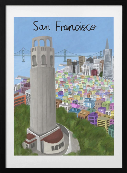 Coit Tower, San Francisco, USA by Artist Carla Daly - Art Print by Carla Daly