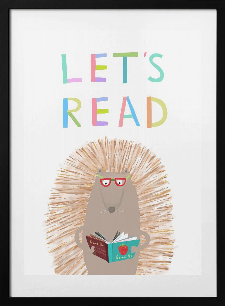 Let&#039;s Read with Cute Hedgehog by Illustrator Carla Daly - Art Print by Carla Daly