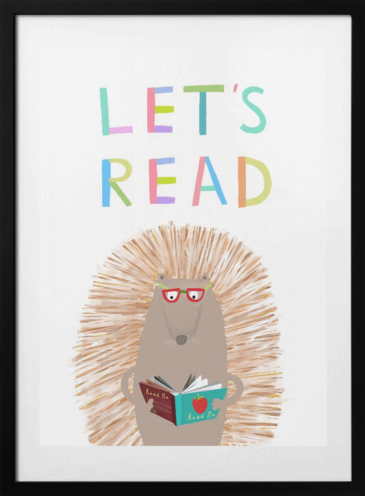 Let&#039;s Read with Cute Hedgehog by Illustrator Carla Daly - Art Print by Carla Daly