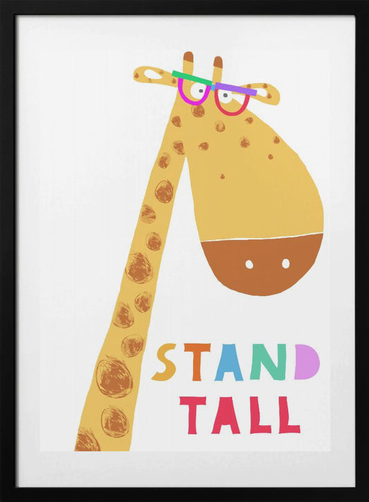 Stand Tall! Cute Giraffe with Colorful Glasses by Artist Carla Daly - Art Print by Carla Daly