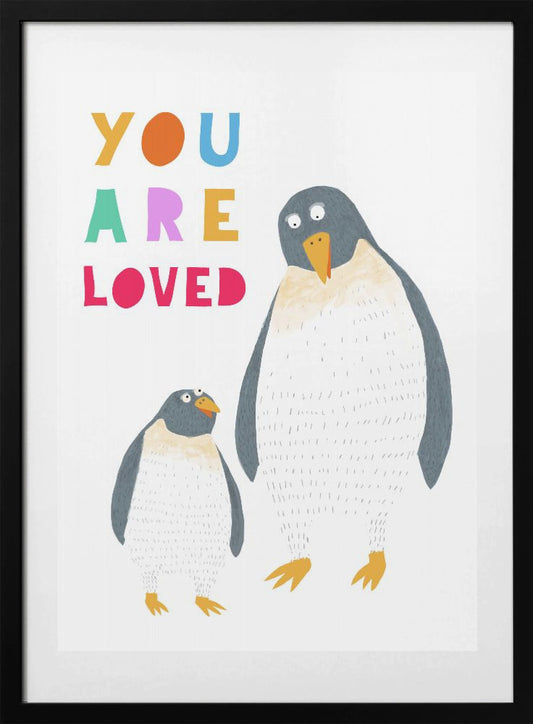 You Are Loved! Mommy and Baby Penguin by Illustrator Carla Daly - Art Print by Carla Daly