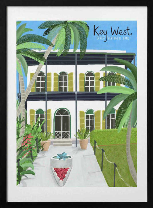 Ernest Hemingways Home, Key West Hemingway, Florida by Artist Carla Daly - Art Print by Carla Daly Travel Poster