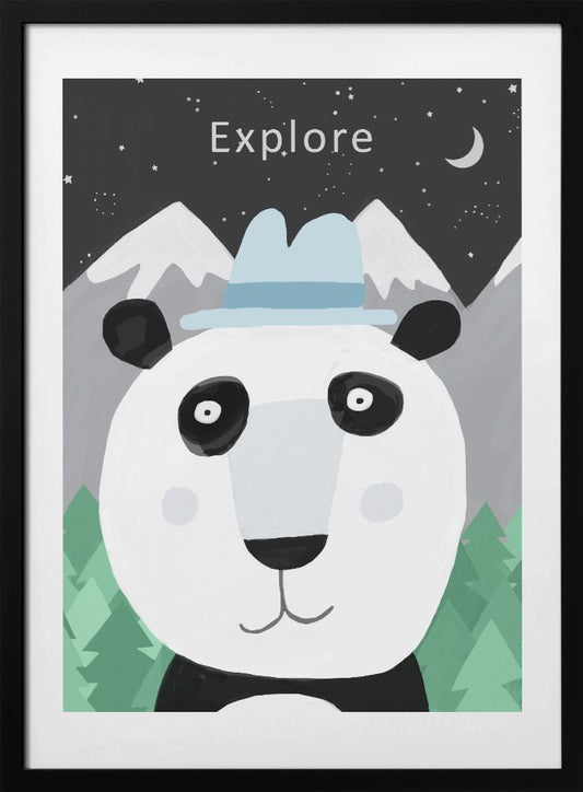 Explore the World with Cute Panda by Artist Carla Daly - Art Print by Carla Daly