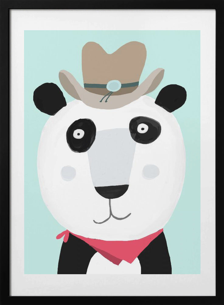 Funny Panda with Cowboy Hat by Artist Carla Daly - Art Print by Carla Daly