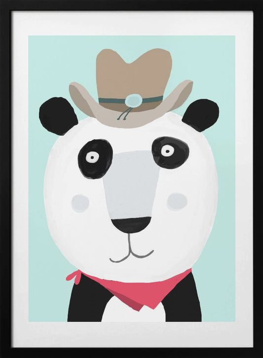 Funny Panda with Cowboy Hat by Artist Carla Daly - Art Print by Carla Daly