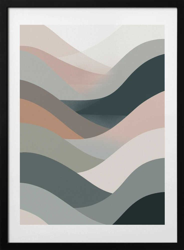 Hills In Earthy Tones Of Green - Art Print by Little Dean