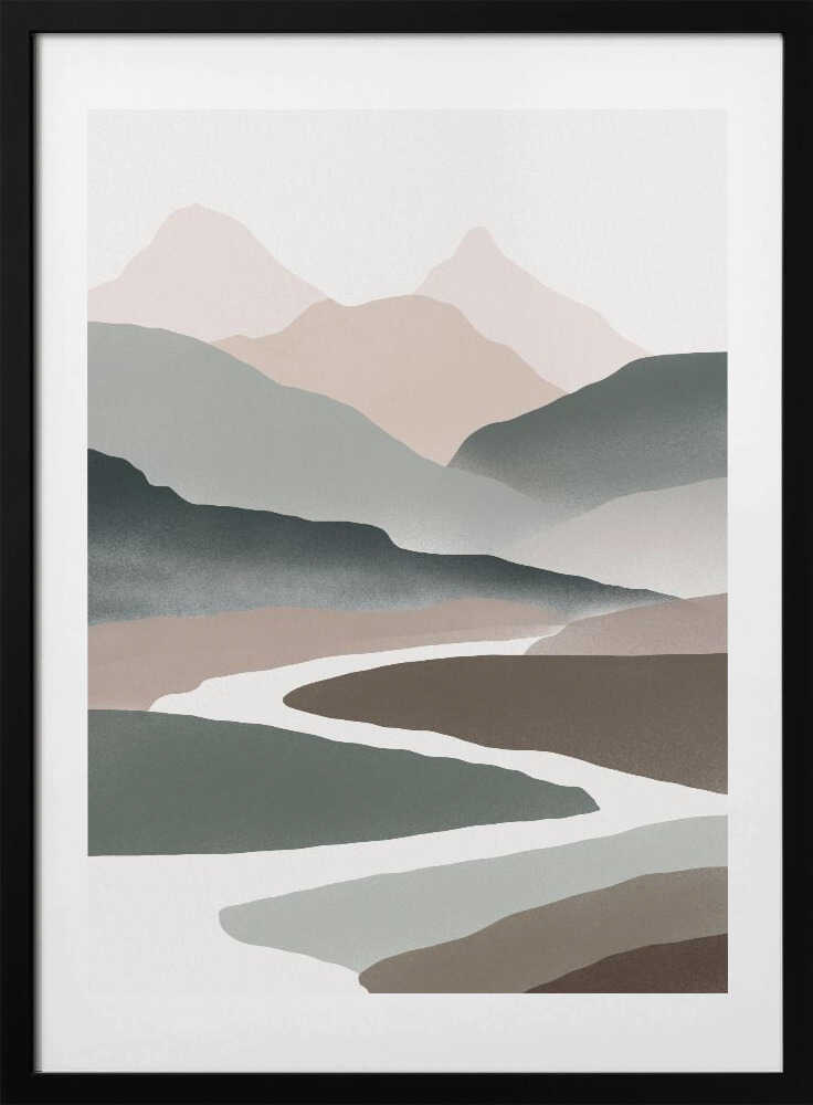 Serene Mountain Silhouettes - Art Print by Little Dean