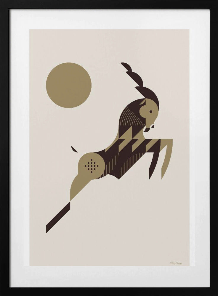 Golden Animals - Wild Goat (white) - Art Print by Studio Soleil
