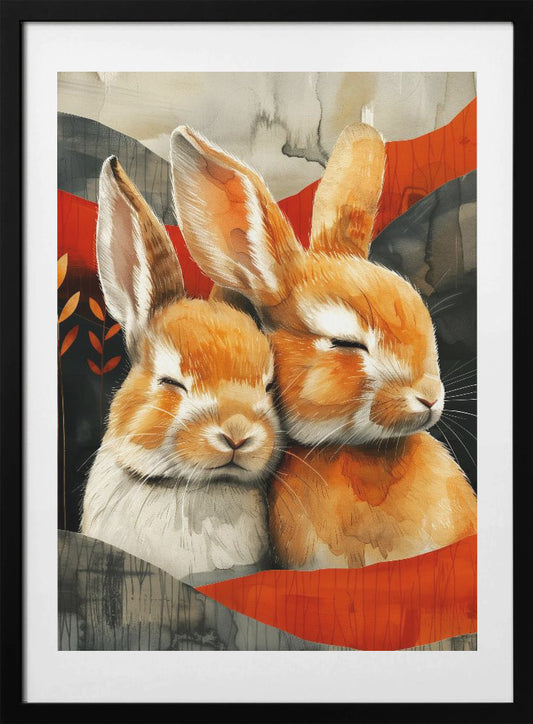 Bunny watercolor animal art 3 - Art Print by Justyna Jaszke