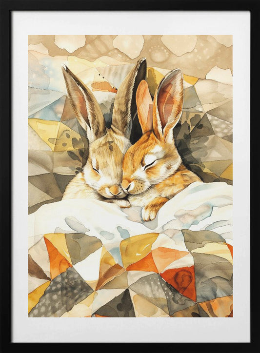 Bunny watercolor animal art 4 - Art Print by Justyna Jaszke