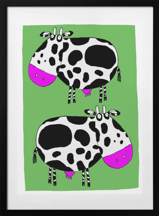 2 Cows in a Field by Artist Carla Daly - Art Print by Carla Daly