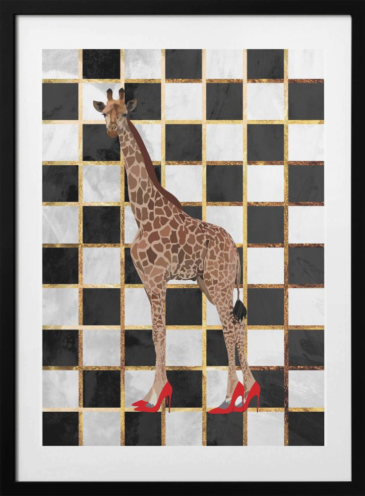 Giraffe Heels Checkerboard - Art Print by Sarah Manovski