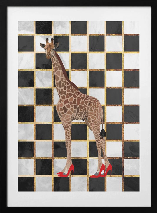 Giraffe Heels Checkerboard - Art Print by Sarah Manovski