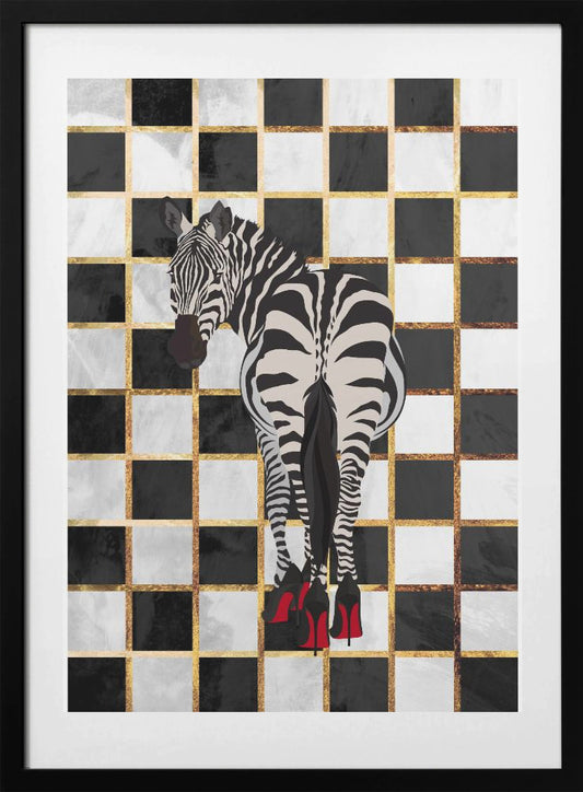 Zebra Heels Checkerboard - Art Print by Sarah Manovski
