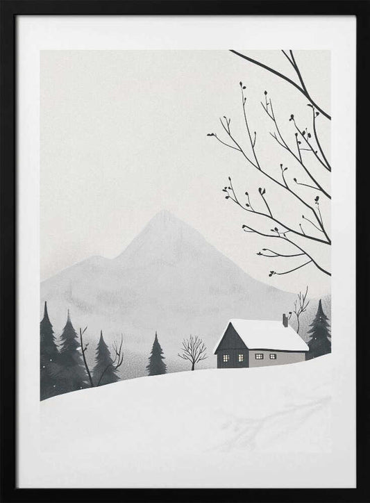 Winter Landscape House Snow - Art Print by Pictufy Studio