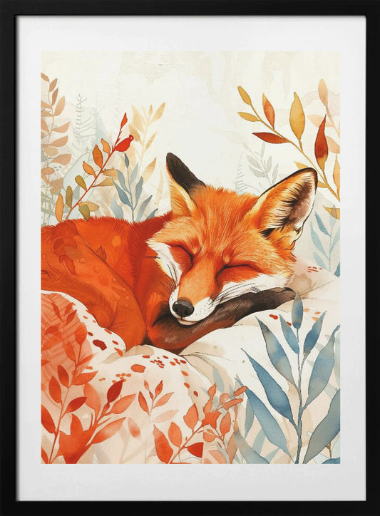 Animal watercolor art Fox 17 - Art Print by Justyna Jaszke