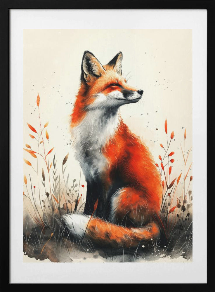 Animal watercolor art Fox 21 - Art Print by Justyna Jaszke
