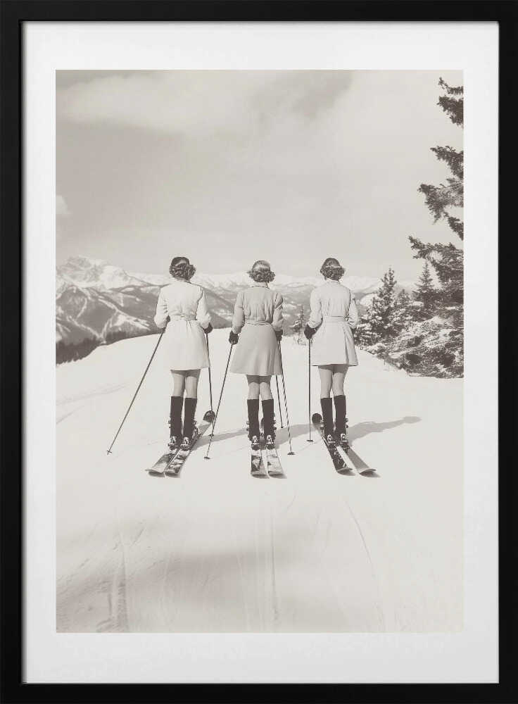 Vintage Glamour Skiers - Art Print by Pictufy Studio